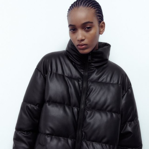 Zara Jackets & Coats Zara Faux Leather Puffer Coat Poshmark